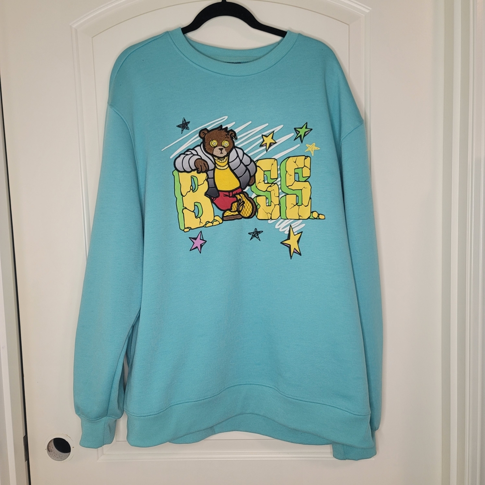 Boss Bleeker and Mercer Light Blue Crewneck Sweater Streetwear